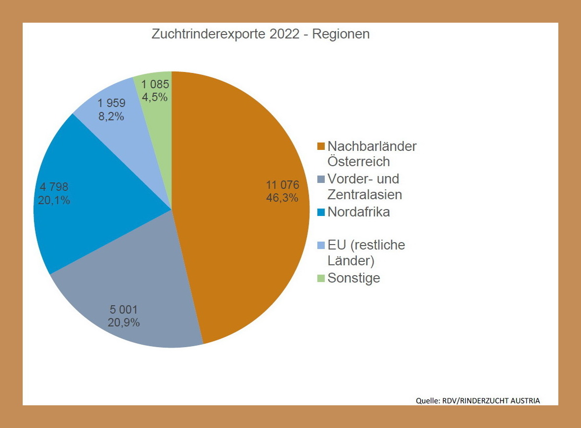 Zuchtrinderexporte 2022 nach Regionen